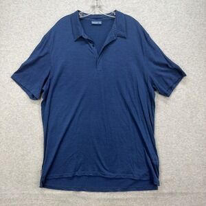 Icebreaker Polo Shirt Mens XXL Blue Merino Wool Blend Short Sleeve Outdoor Golf